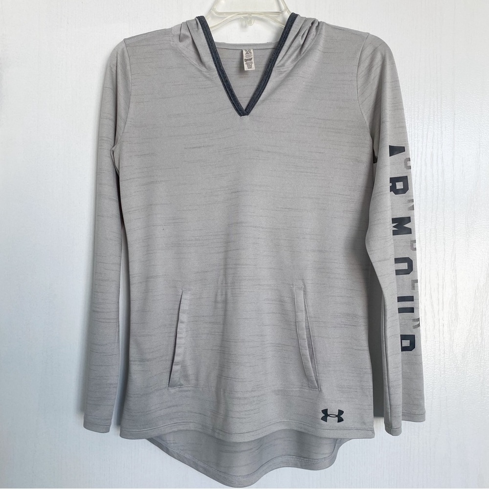 Under Armor - Gray Hooded Shirt, Size: Youth Large